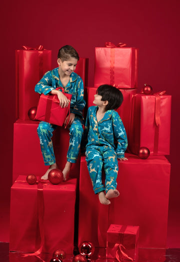 Festive Reindeers Kids Matching Pyjamas