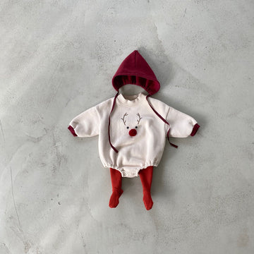 Adorable Baby Rudolf Romper & Bonnet Set 
